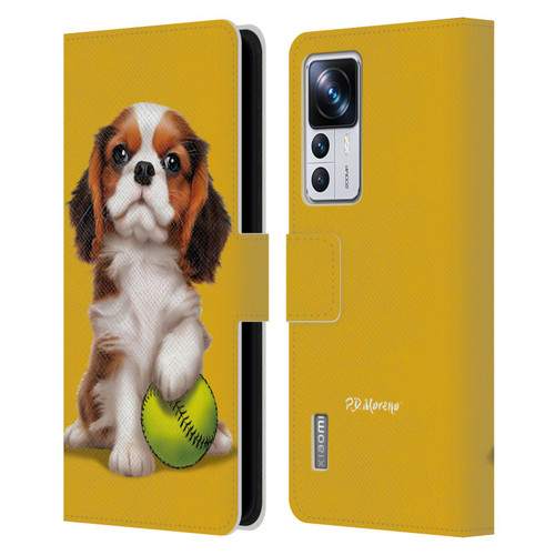 P.D. Moreno Sport Puppies Cavalier King Charles Baseball Leather Book Wallet Case Cover For Xiaomi 12T Pro