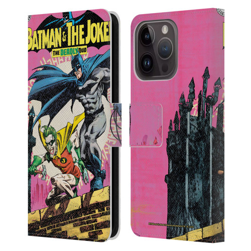 Batman DC Comics 90th Anniversary Comic Books Batman And Joker Leather Book Wallet Case Cover For Apple iPhone 15 Pro