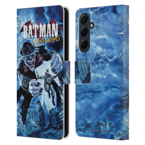 Batman DC Comics 90th Anniversary Comic Books The Batman Who Laughs Leather Book Wallet Case Cover For Samsung Galaxy A55 5G