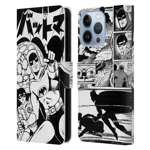 Batman DC Comics Bat-Manga! Black And White Leather Book Wallet Case Cover For Apple iPhone 13 Pro