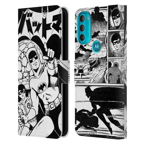 Batman DC Comics Bat-Manga! Black And White Leather Book Wallet Case Cover For Motorola Moto G71 5G