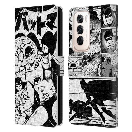 Batman DC Comics Bat-Manga! Black And White Leather Book Wallet Case Cover For OPPO Reno12 5G