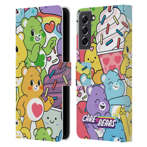 Care Bears Sweet And Savory Character Pattern Leather Book Wallet Case Cover For Samsung Galaxy S21 FE 5G