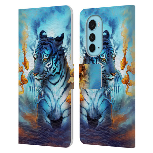 Jonas "JoJoesArt" Jödicke Big Cats Tiger Fish Leather Book Wallet Case Cover For Motorola Edge (2022)