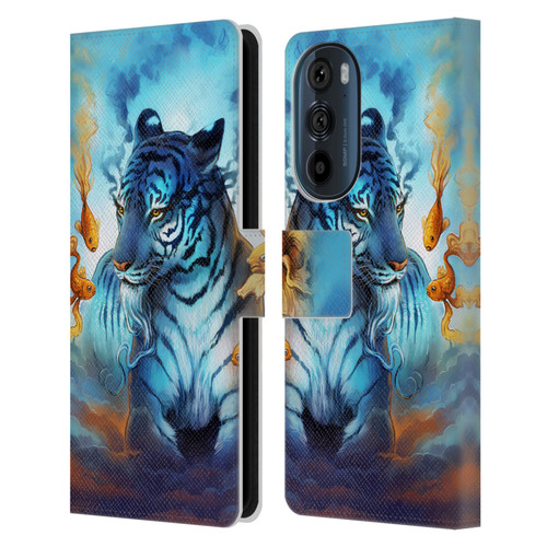 Jonas "JoJoesArt" Jödicke Big Cats Tiger Fish Leather Book Wallet Case Cover For Motorola Edge 30