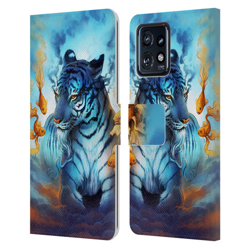 Jonas "JoJoesArt" Jödicke Big Cats Tiger Fish Leather Book Wallet Case Cover For Motorola Moto Edge 40 Pro/Plus 2023