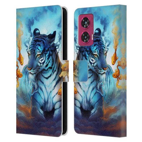 Jonas "JoJoesArt" Jödicke Big Cats Tiger Fish Leather Book Wallet Case Cover For Motorola Edge 50 Fusion