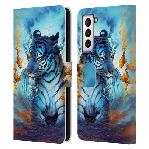 Jonas "JoJoesArt" Jödicke Big Cats Tiger Fish Leather Book Wallet Case Cover For Samsung Galaxy S21 5G