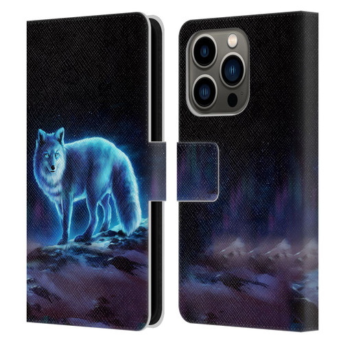Jonas "JoJoesArt" Jödicke Wildlife Ice Fox Leather Book Wallet Case Cover For Apple iPhone 14 Pro
