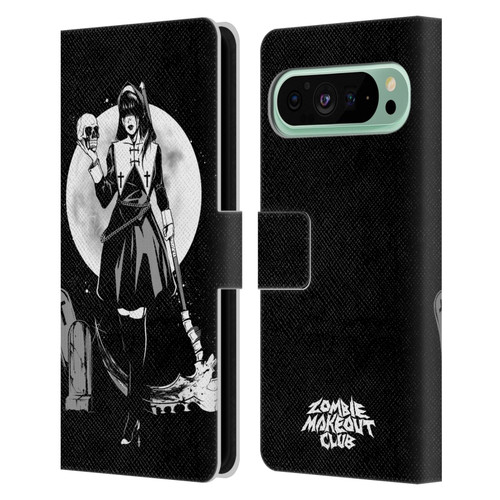 Zombie Makeout Club Graphics Skull Head Leather Book Wallet Case Cover For Google Pixel 9 Pro XL