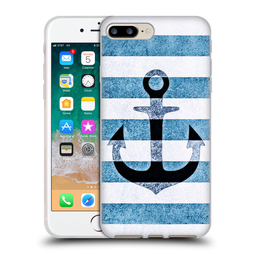 Monika Strigel Vintage Anchors Indigo Soft Gel Case for Apple iPhone 7 Plus / iPhone 8 Plus