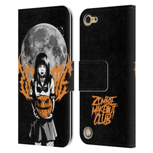 Zombie Makeout Club Graphics Halloween Pumpkin Leather Book Wallet Case Cover For Apple iPod Touch 5G 5th Gen