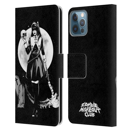 Zombie Makeout Club Graphics Skull Head Leather Book Wallet Case Cover For Apple iPhone 12 / iPhone 12 Pro