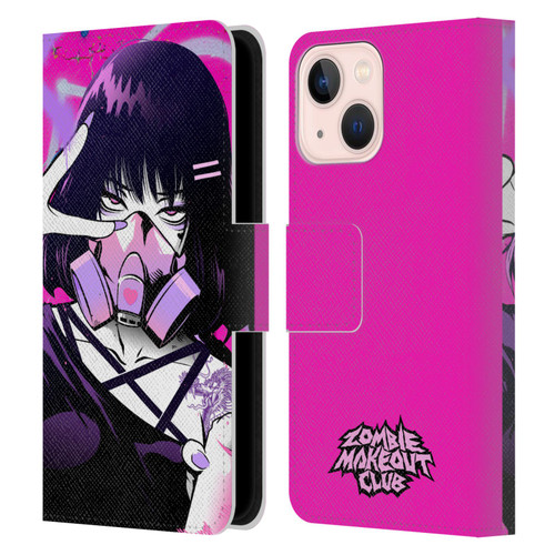 Zombie Makeout Club Graphics Facepiece Leather Book Wallet Case Cover For Apple iPhone 13 Mini