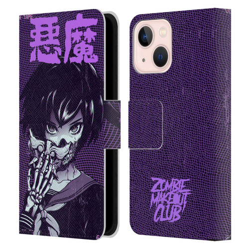 Zombie Makeout Club Graphics Skull Hand Leather Book Wallet Case Cover For Apple iPhone 13 Mini