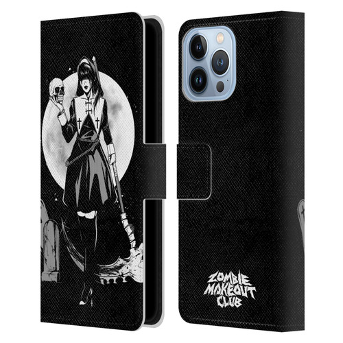 Zombie Makeout Club Graphics Skull Head Leather Book Wallet Case Cover For Apple iPhone 13 Pro Max