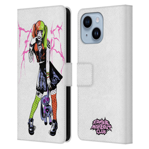 Zombie Makeout Club Graphics Bear Leather Book Wallet Case Cover For Apple iPhone 14 Plus