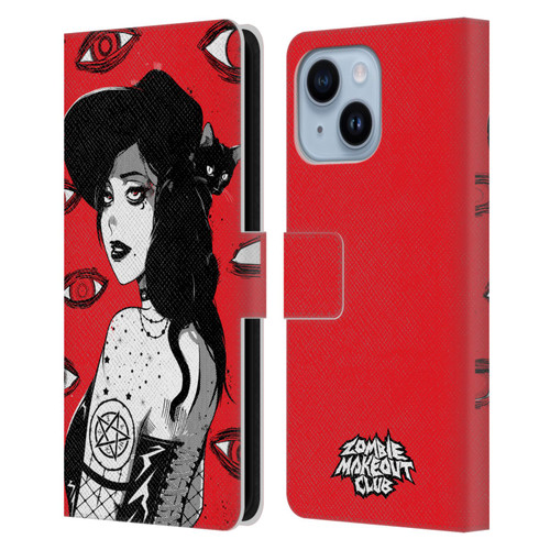 Zombie Makeout Club Graphics Black Makeup Leather Book Wallet Case Cover For Apple iPhone 14 Plus