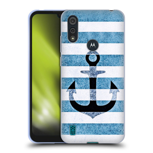 Monika Strigel Vintage Anchors Indigo Soft Gel Case for Motorola Moto E6s (2020)