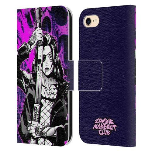 Zombie Makeout Club Graphics Death Cyber Leather Book Wallet Case Cover For Apple iPhone 7 / 8 / SE 2020 & 2022