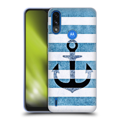 Monika Strigel Vintage Anchors Indigo Soft Gel Case for Motorola Moto E7 Power / Moto E7i Power