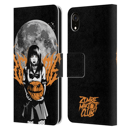 Zombie Makeout Club Graphics Halloween Pumpkin Leather Book Wallet Case Cover For Apple iPhone XR