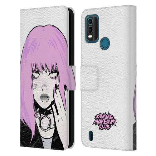 Zombie Makeout Club Graphics Pink Hair Leather Book Wallet Case Cover For Nokia G11 Plus