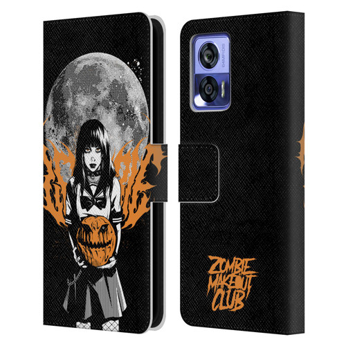 Zombie Makeout Club Graphics Halloween Pumpkin Leather Book Wallet Case Cover For Motorola Edge 30 Neo 5G