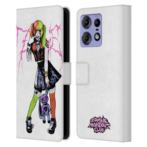 Zombie Makeout Club Graphics Bear Leather Book Wallet Case Cover For Motorola Edge 50 Pro
