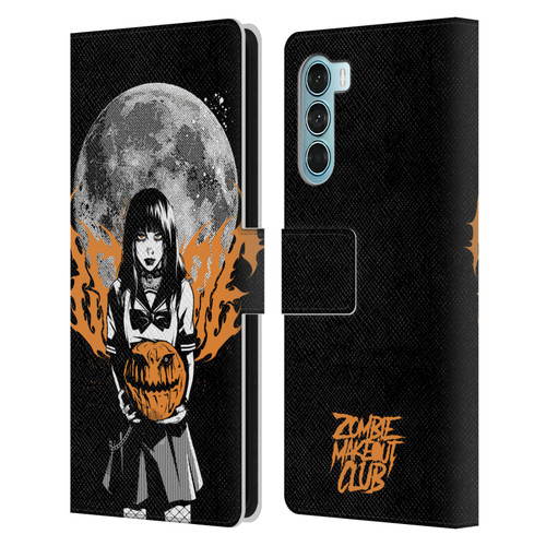 Zombie Makeout Club Graphics Halloween Pumpkin Leather Book Wallet Case Cover For Motorola Edge S30 / Moto G200 5G