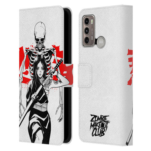 Zombie Makeout Club Graphics Death Blade Leather Book Wallet Case Cover For Motorola Moto G60 / Moto G40 Fusion