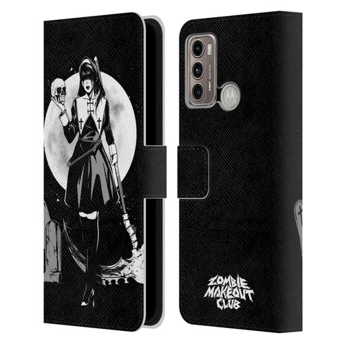 Zombie Makeout Club Graphics Skull Head Leather Book Wallet Case Cover For Motorola Moto G60 / Moto G40 Fusion