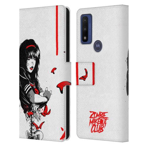 Zombie Makeout Club Graphics Butterflies Leather Book Wallet Case Cover For Motorola G Pure