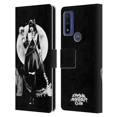 Zombie Makeout Club Graphics Skull Head Leather Book Wallet Case Cover For Motorola G Pure