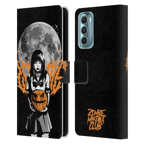 Zombie Makeout Club Graphics Halloween Pumpkin Leather Book Wallet Case Cover For Motorola Moto G Stylus 5G (2022)