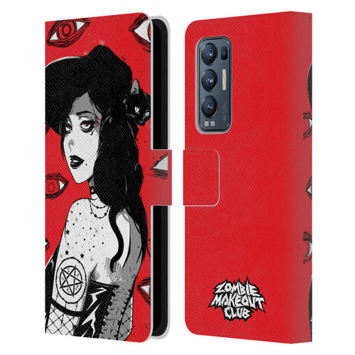Zombie Makeout Club Graphics Black Makeup Leather Book Wallet Case Cover For OPPO Find X3 Neo / Reno5 Pro+ 5G
