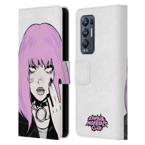 Zombie Makeout Club Graphics Pink Hair Leather Book Wallet Case Cover For OPPO Find X3 Neo / Reno5 Pro+ 5G