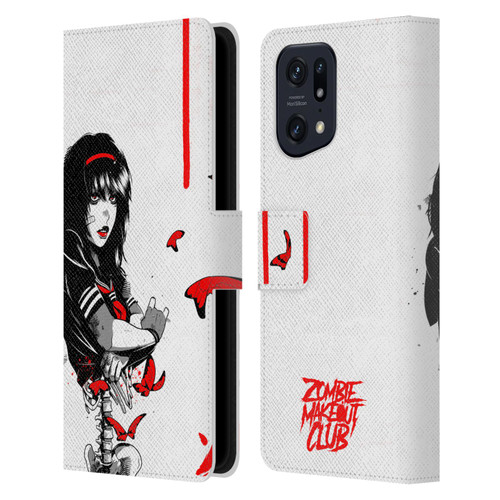 Zombie Makeout Club Graphics Butterflies Leather Book Wallet Case Cover For OPPO Find X5