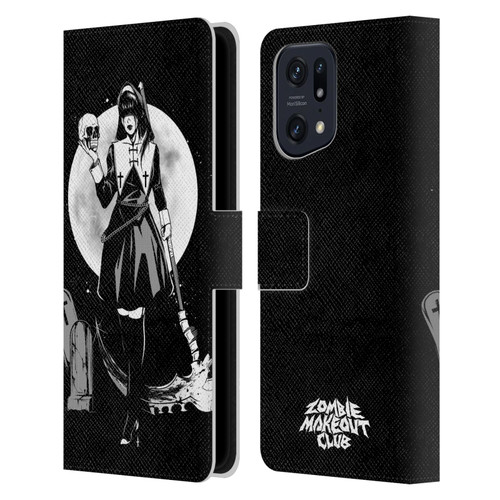 Zombie Makeout Club Graphics Skull Head Leather Book Wallet Case Cover For OPPO Find X5