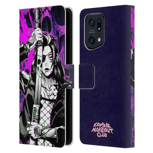 Zombie Makeout Club Graphics Death Cyber Leather Book Wallet Case Cover For OPPO Find X5 Pro