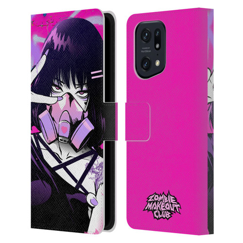 Zombie Makeout Club Graphics Facepiece Leather Book Wallet Case Cover For OPPO Find X5 Pro
