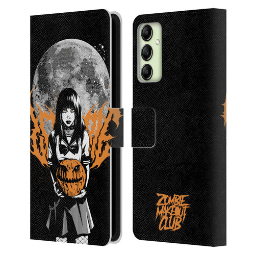 Zombie Makeout Club Graphics Halloween Pumpkin Leather Book Wallet Case Cover For Samsung Galaxy A14 5G