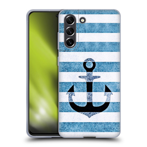 Monika Strigel Vintage Anchors Indigo Soft Gel Case for Samsung Galaxy S21 FE 5G