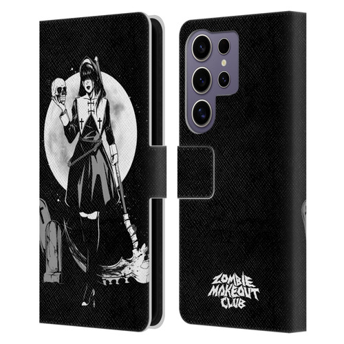 Zombie Makeout Club Graphics Skull Head Leather Book Wallet Case Cover For Samsung Galaxy S25 Ultra