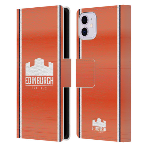 Edinburgh Rugby 2024/25 Crest Kit Away Leather Book Wallet Case Cover For Apple iPhone 11