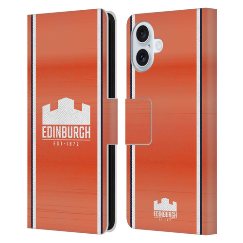 Edinburgh Rugby 2024/25 Crest Kit Away Leather Book Wallet Case Cover For Apple iPhone 16 Plus