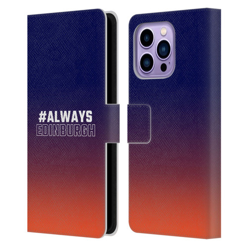 Edinburgh Rugby Logo 2 Gradient Edinburgh Leather Book Wallet Case Cover For Apple iPhone 14 Pro Max