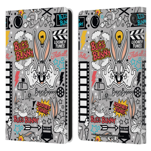 Looney Tunes Graphics and Characters Bugs Bunny Leather Book Wallet Case Cover For Amazon Fire 7 2022