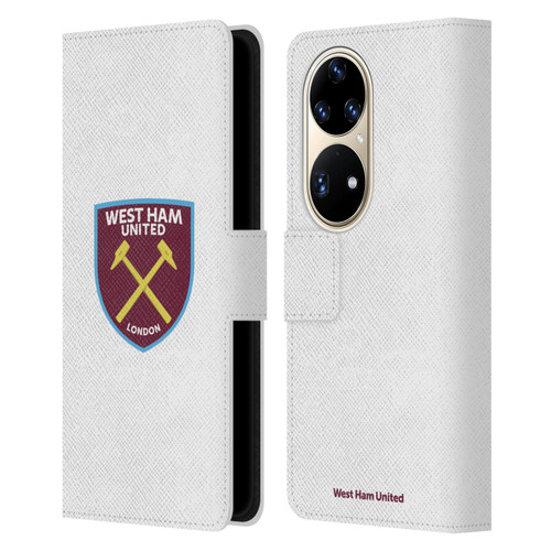 West Ham United FC Crest Full Colour White Leather Book Wallet Case Cover For Huawei P50 Pro