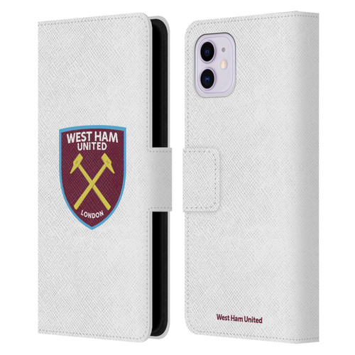 West Ham United FC Crest Full Colour White Leather Book Wallet Case Cover For Apple iPhone 11